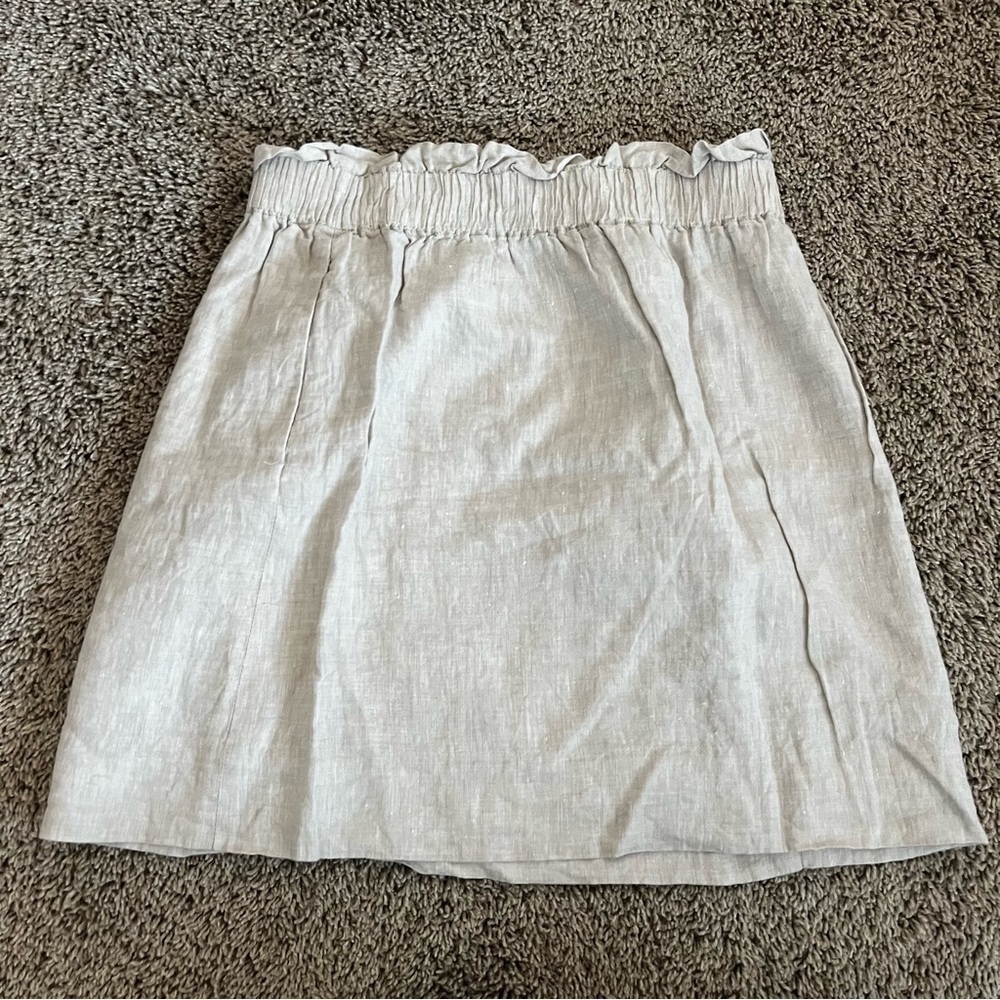 J. crew linen paper bag high waist mini skirt in cream oatmeal khaki tan